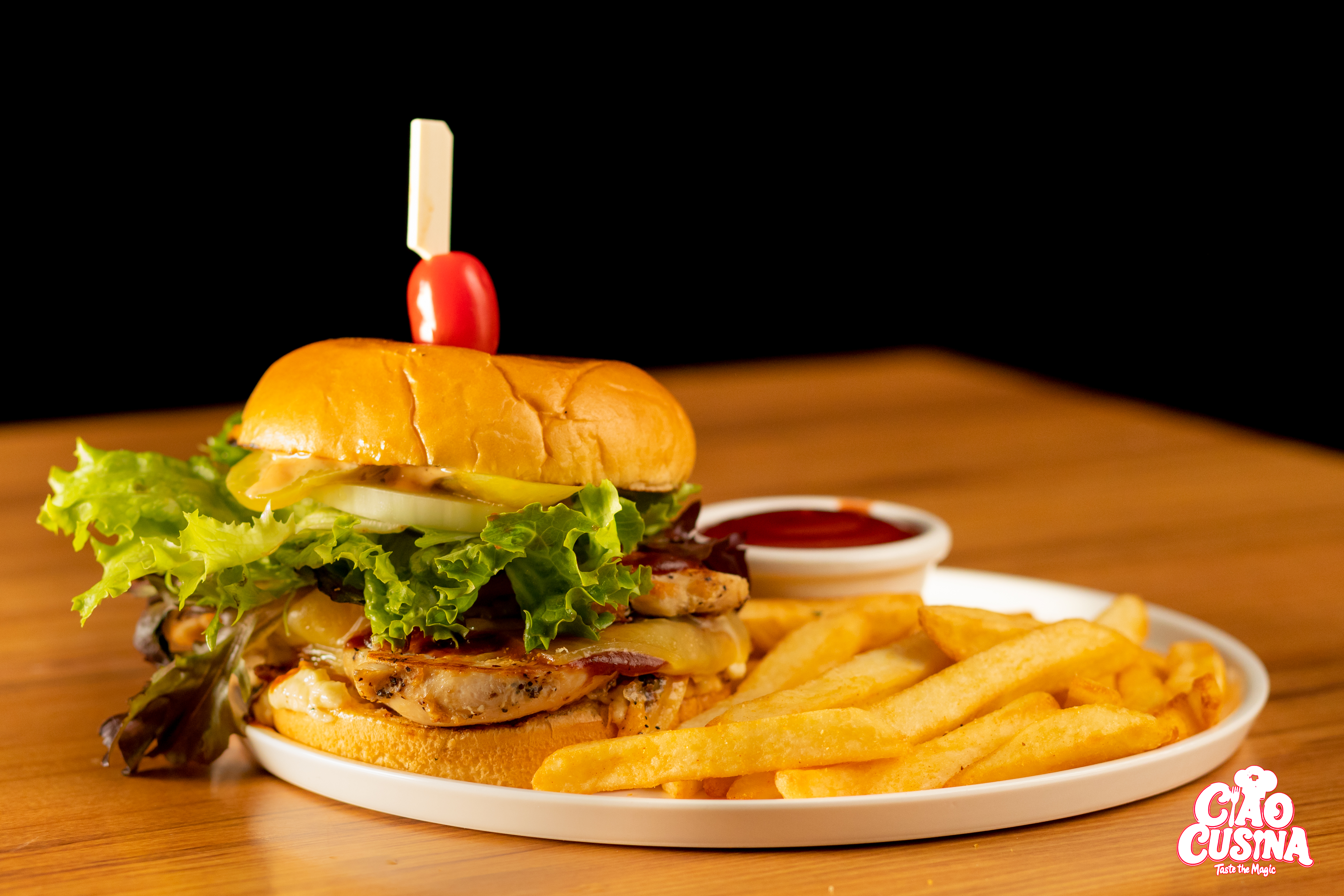 Chicken Burger (Grilled or Fried) with Fries